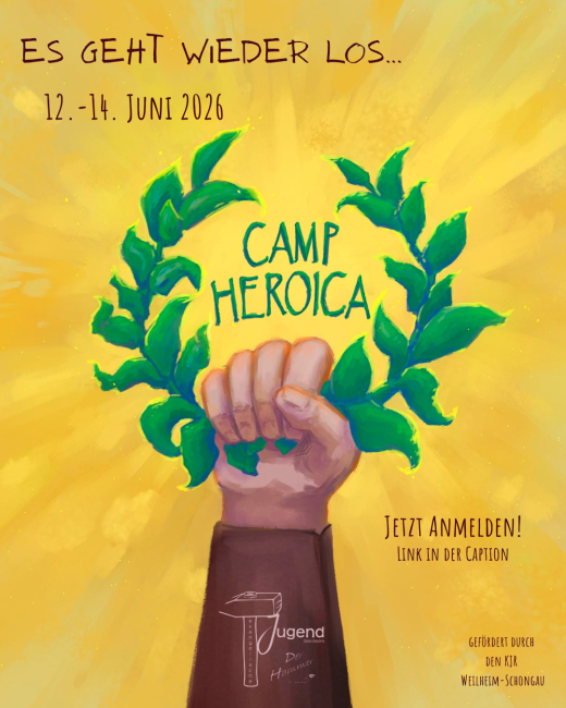 Flyer CH 26; Lorberkranz in der Hand einer Heldenperson